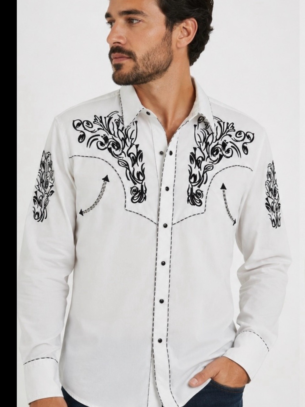 Vintage Rangers Legend Shirt Mens XL Pearl Snap White Cowboy Rodeo Embroidered